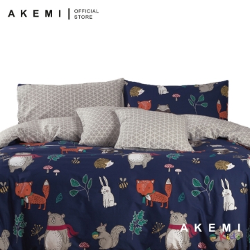 Picture of AKEMI Cotton Select Cheeky Cheeks 730TC Fitted Sheet Set - Woodland Friends (SS/Q/K)