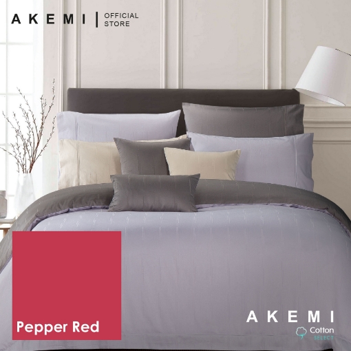 Picture of AKEMI Cotton Select Affinity Willow Stripes 880TC Fitted Sheet Set - Pepper Red (SS/Q/K)