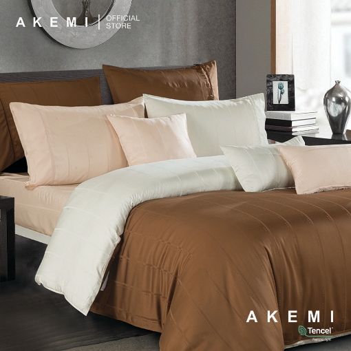 Picture of AKEMI Tencel Modal Earnest 880TC Quilt Cover Set - Draven Stripes Amber Brown (SS/Q/K)